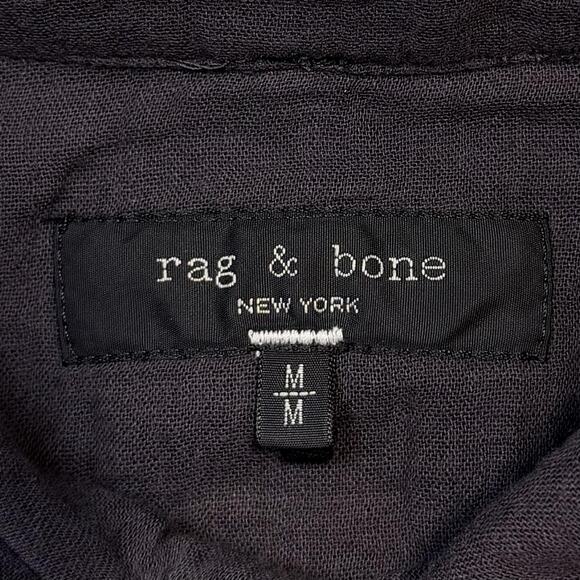 rag & bone Shirt Mens Medium Black Long Sleeve Button Front 100% Cotton Casual - Picture 6 of 12
